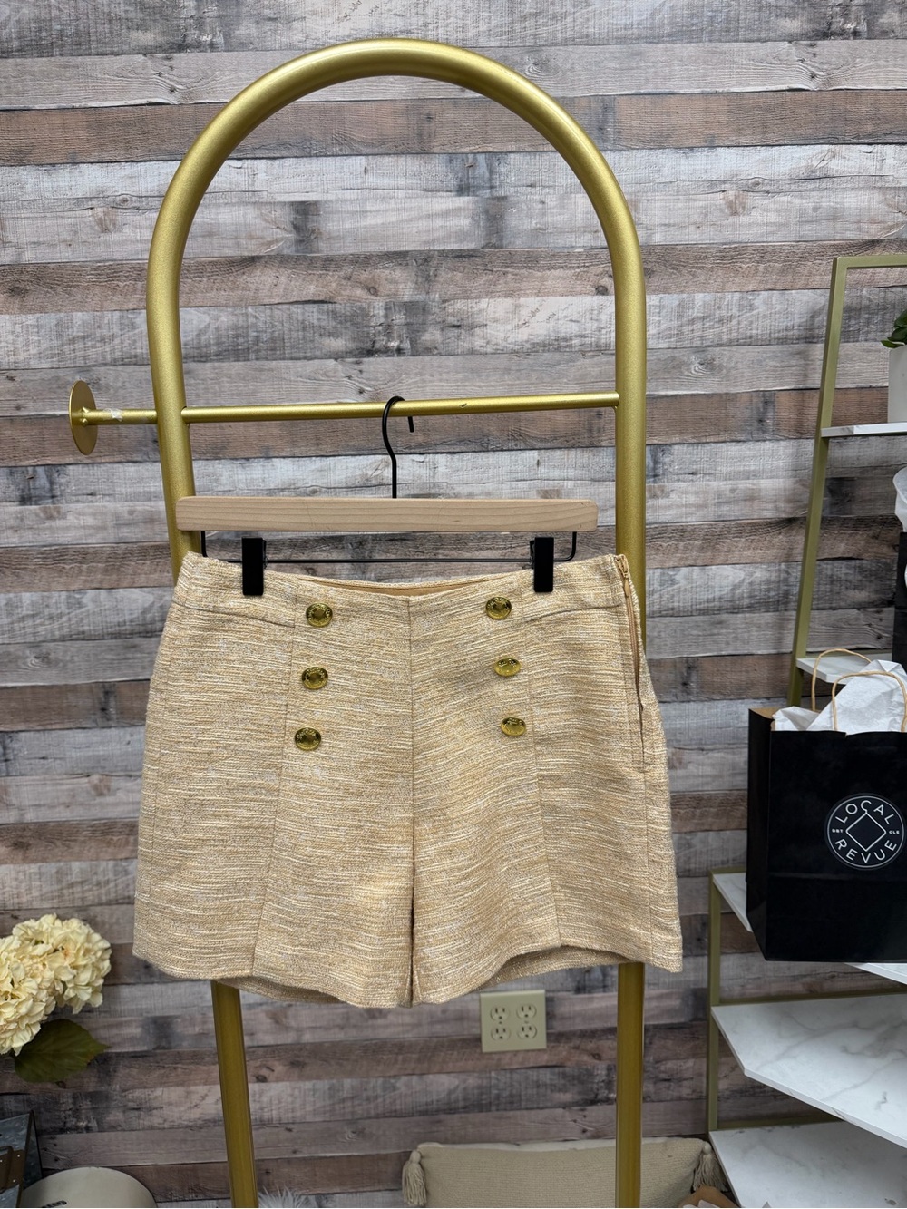 Lilly Pulitzer Gold-Tone Button High-Waist Shorts